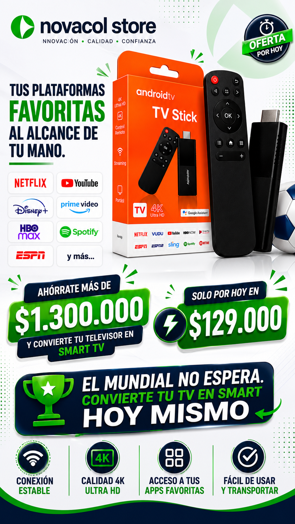 Convierte cualquier televisor con HDMI en un Smart TV en cuestión de minutos.